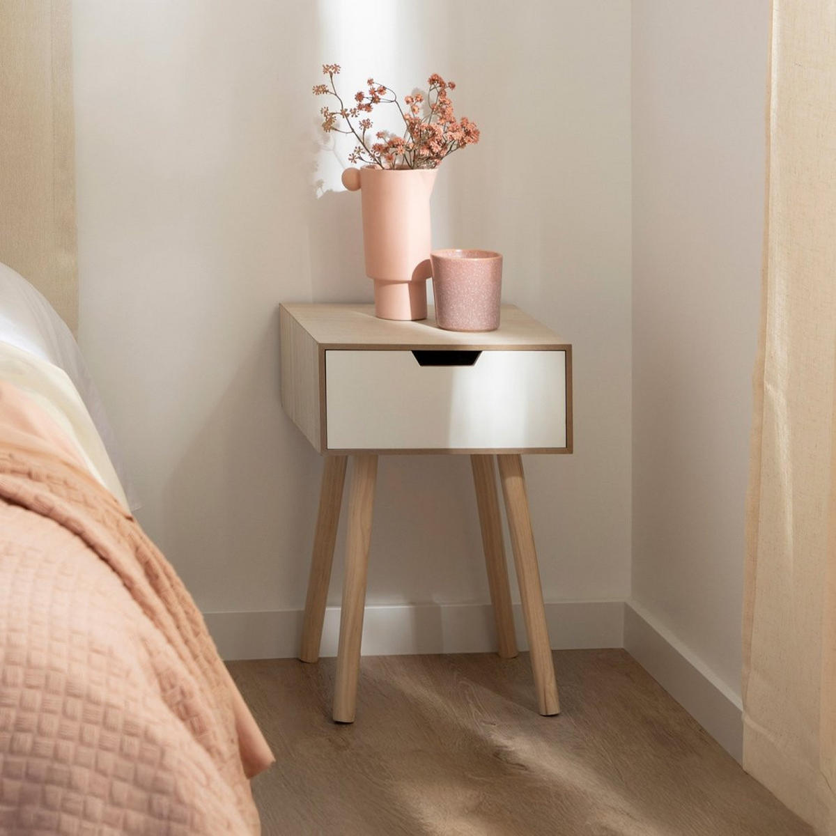 NACHTTISCH MIT 1 SCHUBLADE Nara Zweifarbig 34 cm x 51 cm - Multicolor, Holzwerkstoff (34/51/34cm)