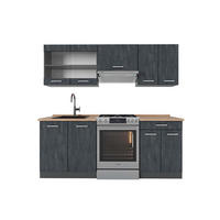 KÜCHENZEILE R-Line Schwarz Beton/Anthrazit 200 cm AP Eiche - Anthrazit/Schwarz, Holzwerkstoff (200/81.6/60cm) - Vicco