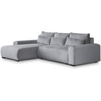 ECKSCHLAFSOFA Benny hellgrau links - Hellgrau/Schwarz, Kunststoff/Textil (271/185cm) - Beautysofa