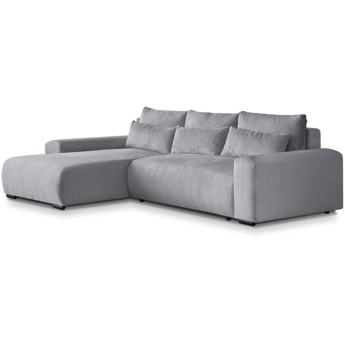 ECKSCHLAFSOFA Benny hellgrau links - Hellgrau/Schwarz, Kunststoff/Textil (271/185cm) - Beautysofa
