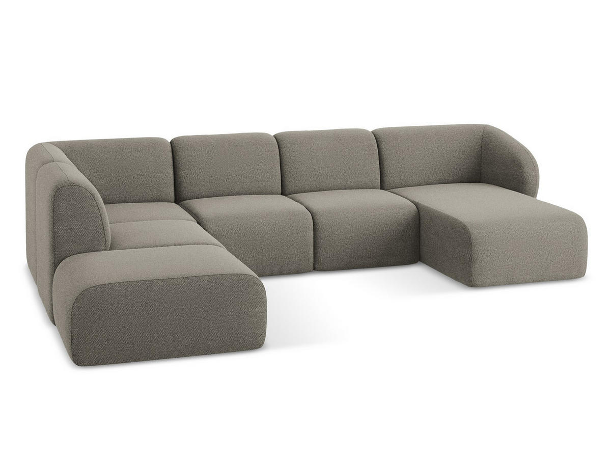 ECKSOFA Links Samt Stoff Grau - Schwarz/Grau, Holzwerkstoff/Kunststoff (240/90cm) - Makamii