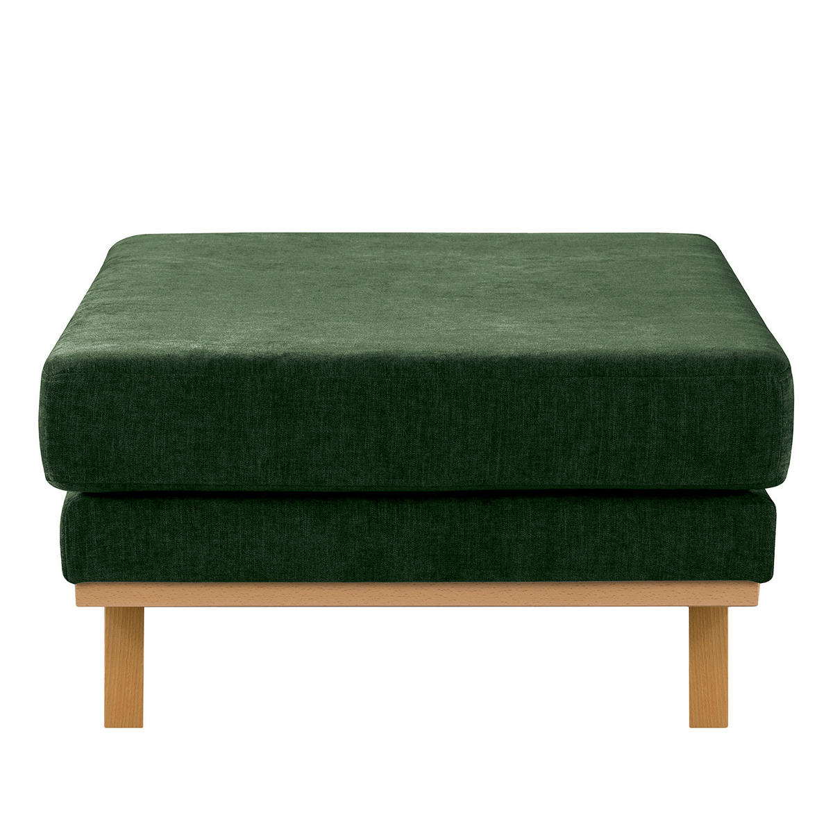 POLSTERHOCKER - Dunkelgrün/Buchefarben, Buchenholz/Textil (85/43/60cm) - home24