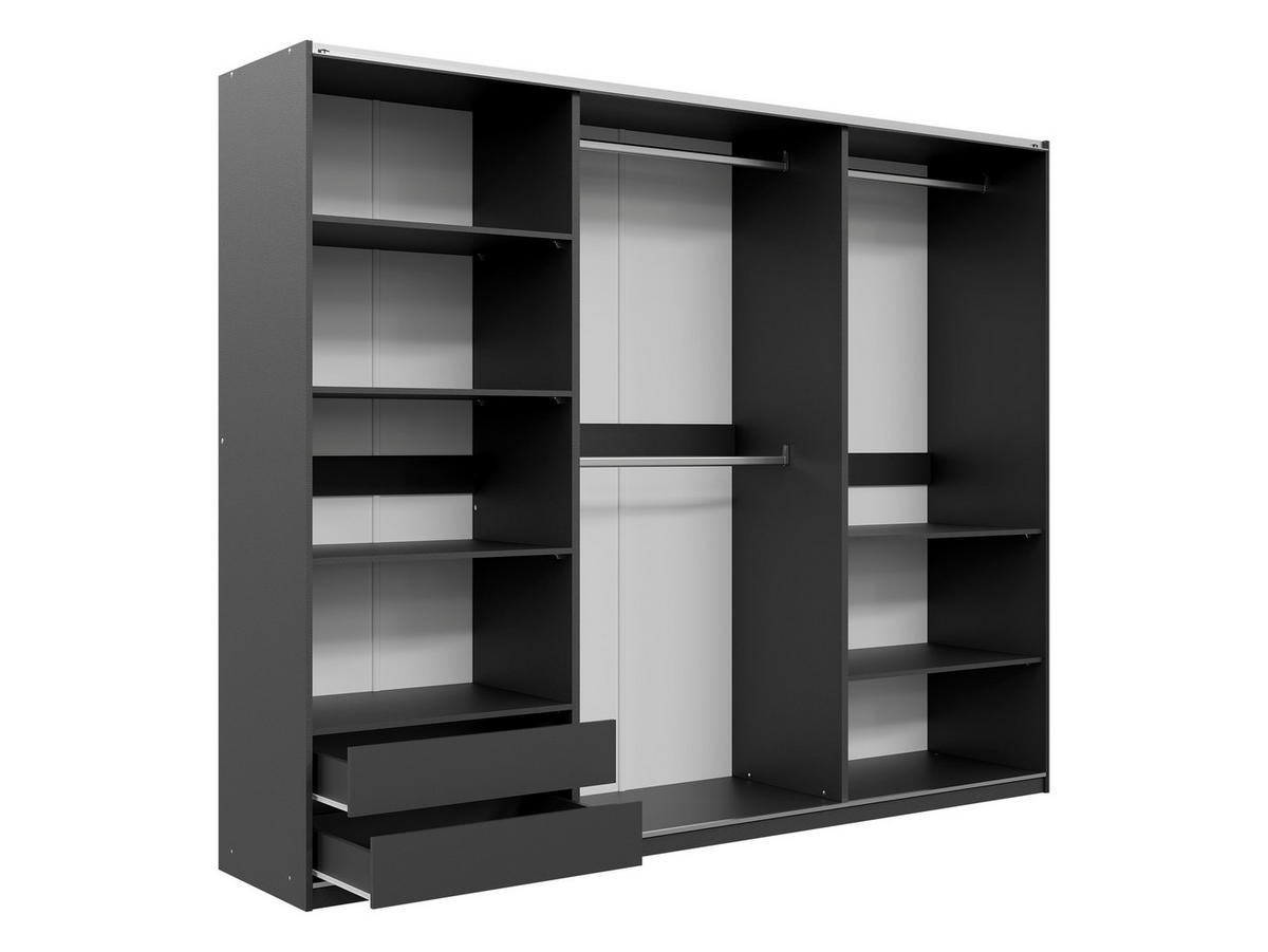 SCHIEBETÜRENSCHRANK Evora 250 - Kaschmir/Schwarz, Holzwerkstoff/Kunststoff (250/215/65cm) - MIRJAN24