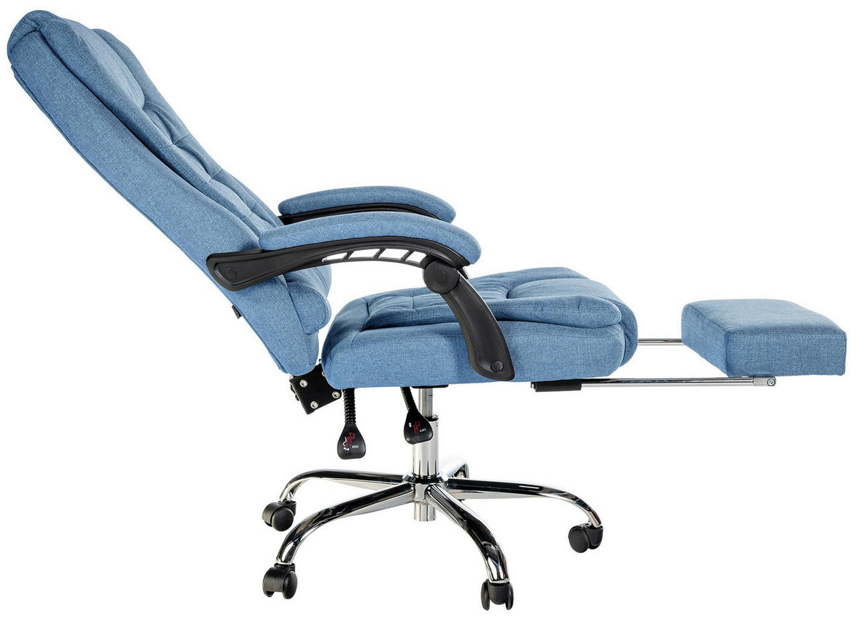 CHEFSESSEL Stoff blau - Chromfarben/Blau, Textil/Metall (67/115/68cm) - CLP