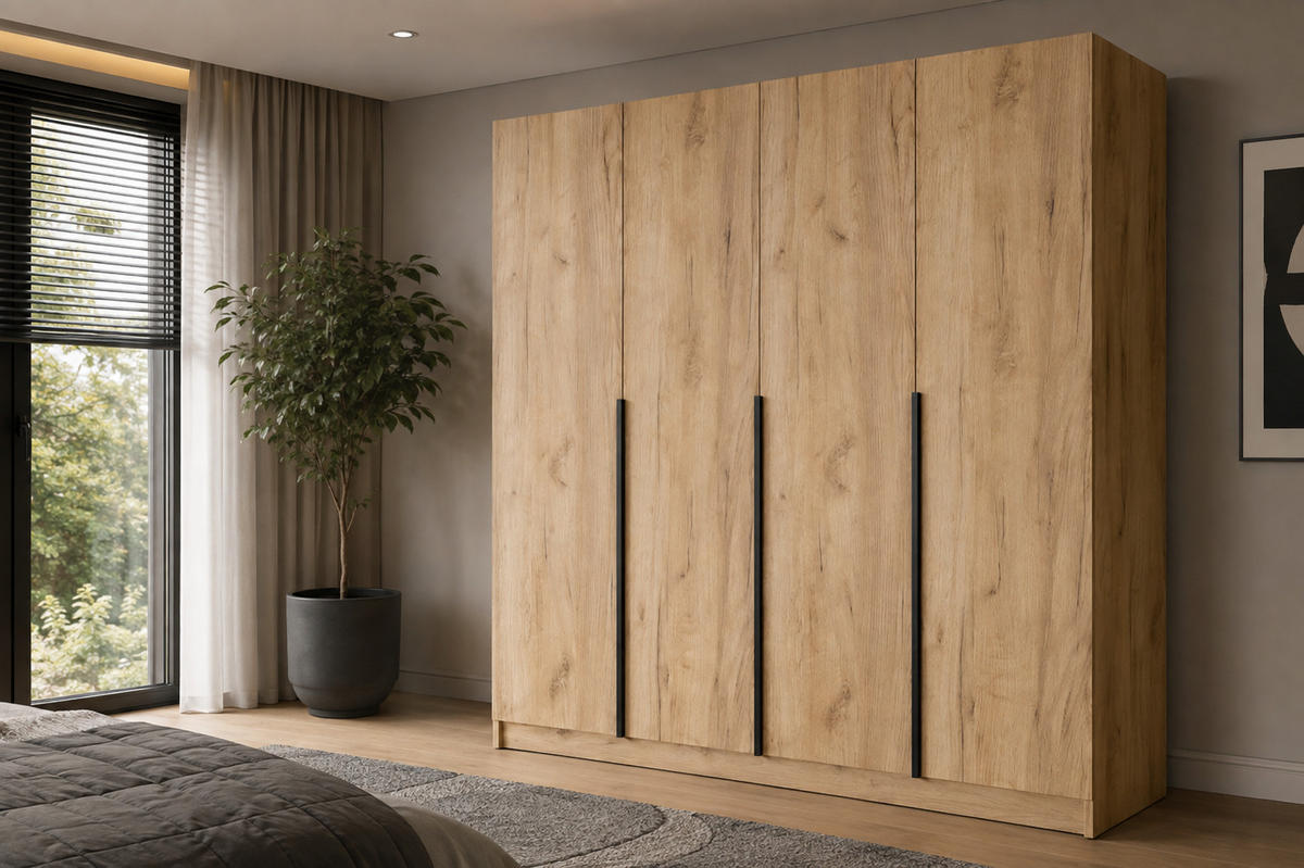 DREHTÜRENSCHRANK Riva 200 cm Craft Gold - Goldfarben, Holzwerkstoff (200/215/61cm)