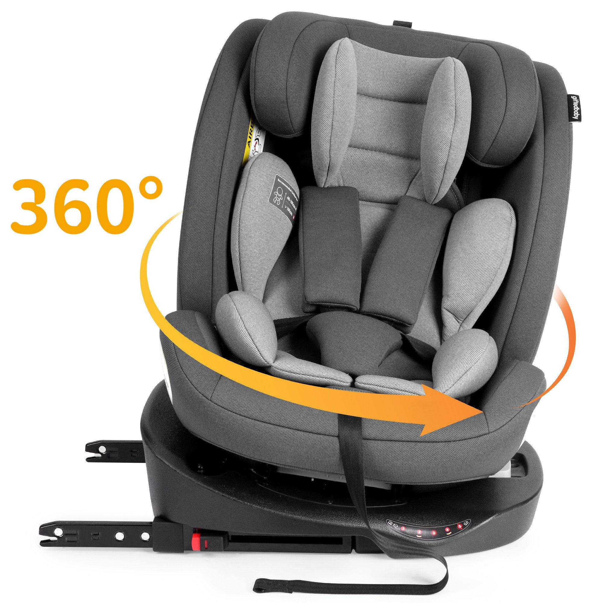 AUTOKINDERSITZ 360° Drehbarer i-Size Kindersitz mit ISOFIX, 40-150 cm - Grau, Textil (46/80/57cm) - BEXEVUE
