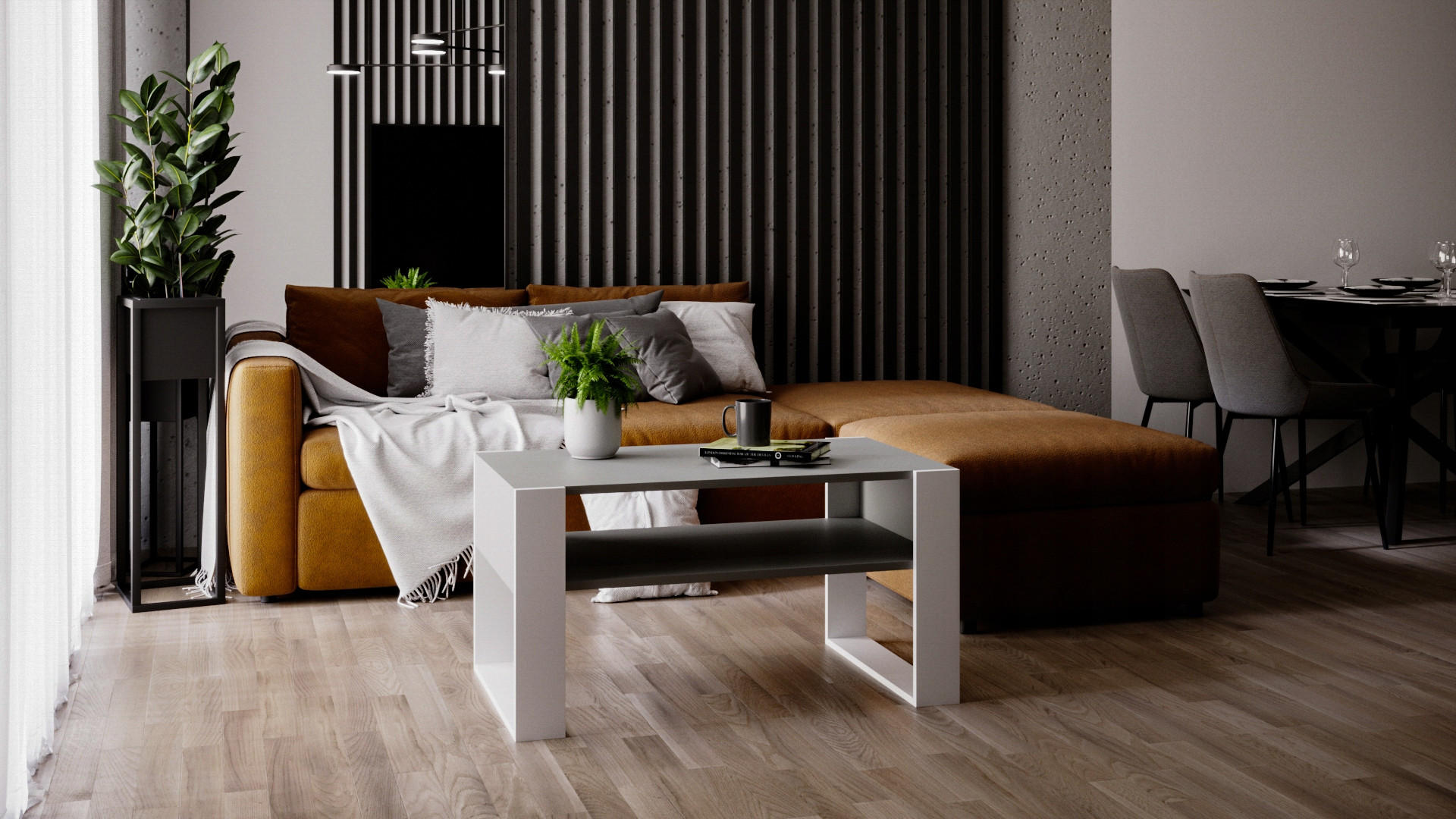 COUCHTISCH Karo92 92/45/53,6 - Dunkelgrau/Weiß, Holzwerkstoff (54/92/45cm) - RAUMHIRSCH FURNITURE