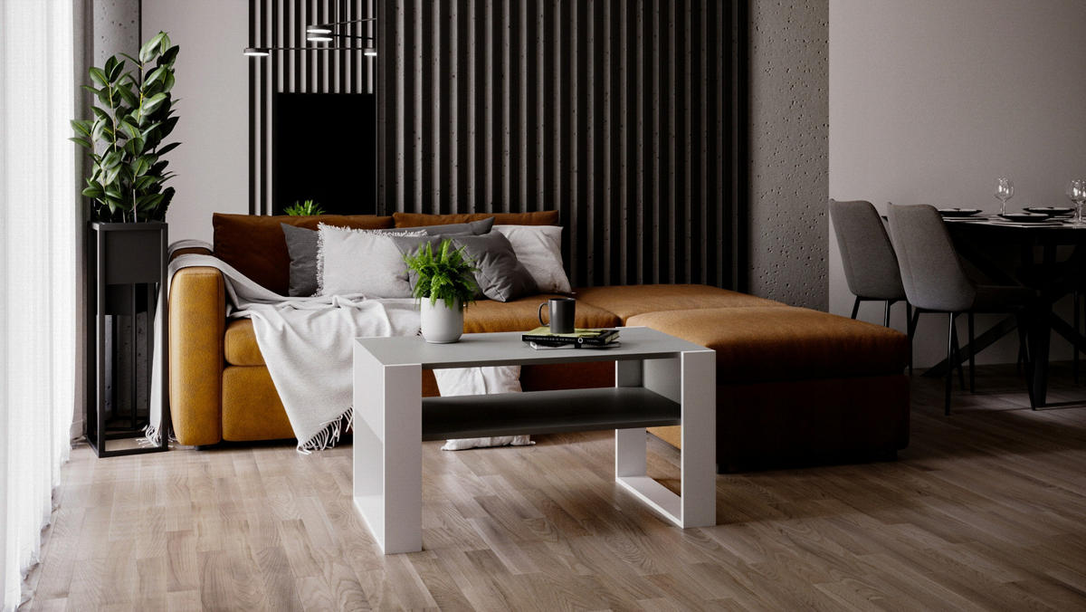 COUCHTISCH Karo92 92/45/53,6 - Dunkelgrau/Weiß, Holzwerkstoff (54/92/45cm) - RAUMHIRSCH FURNITURE