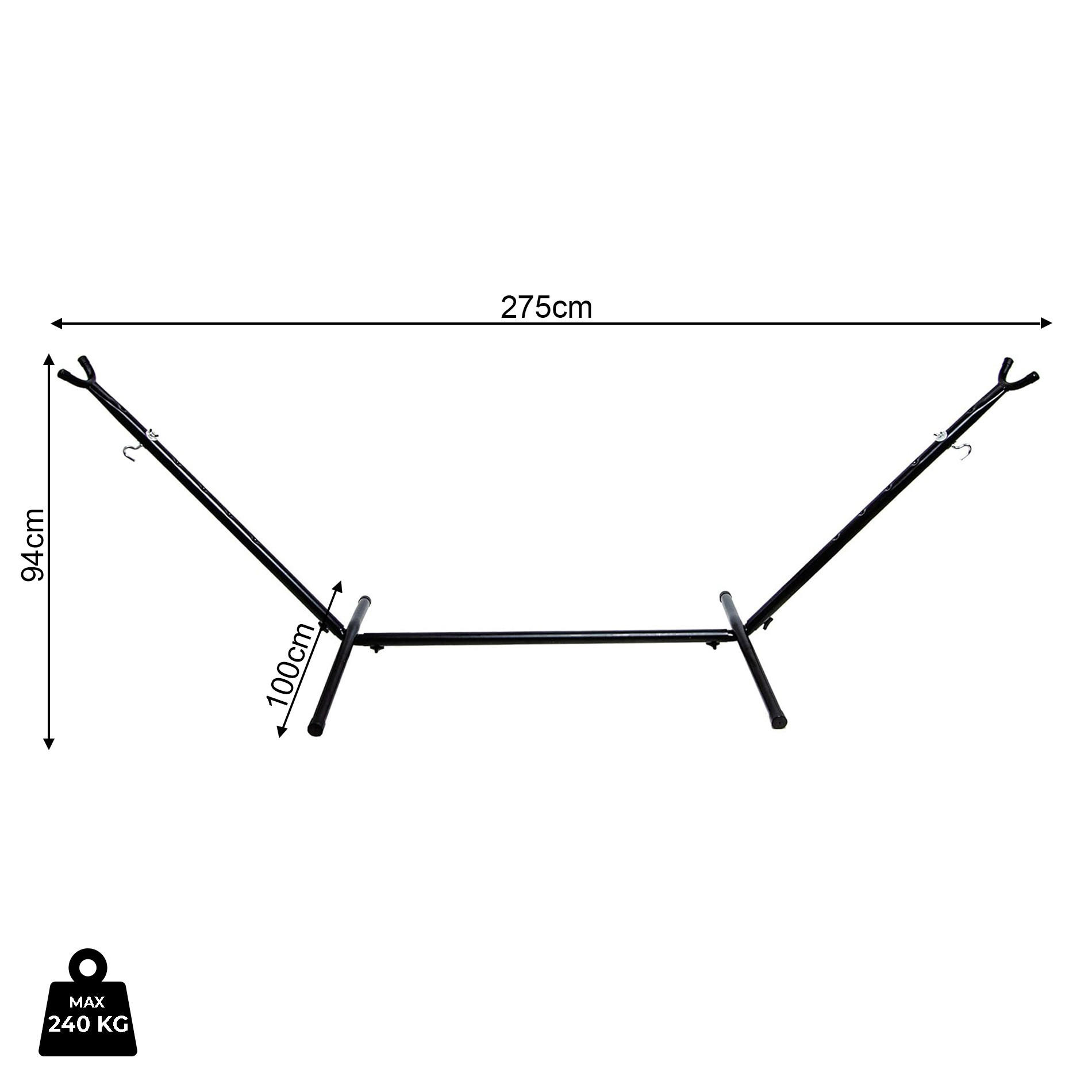 HÄNGEMATTENGESTELL Schwarz 275/100/94 cm - Schwarz, Metall (100/275/94cm) - Mobili Rebecca
