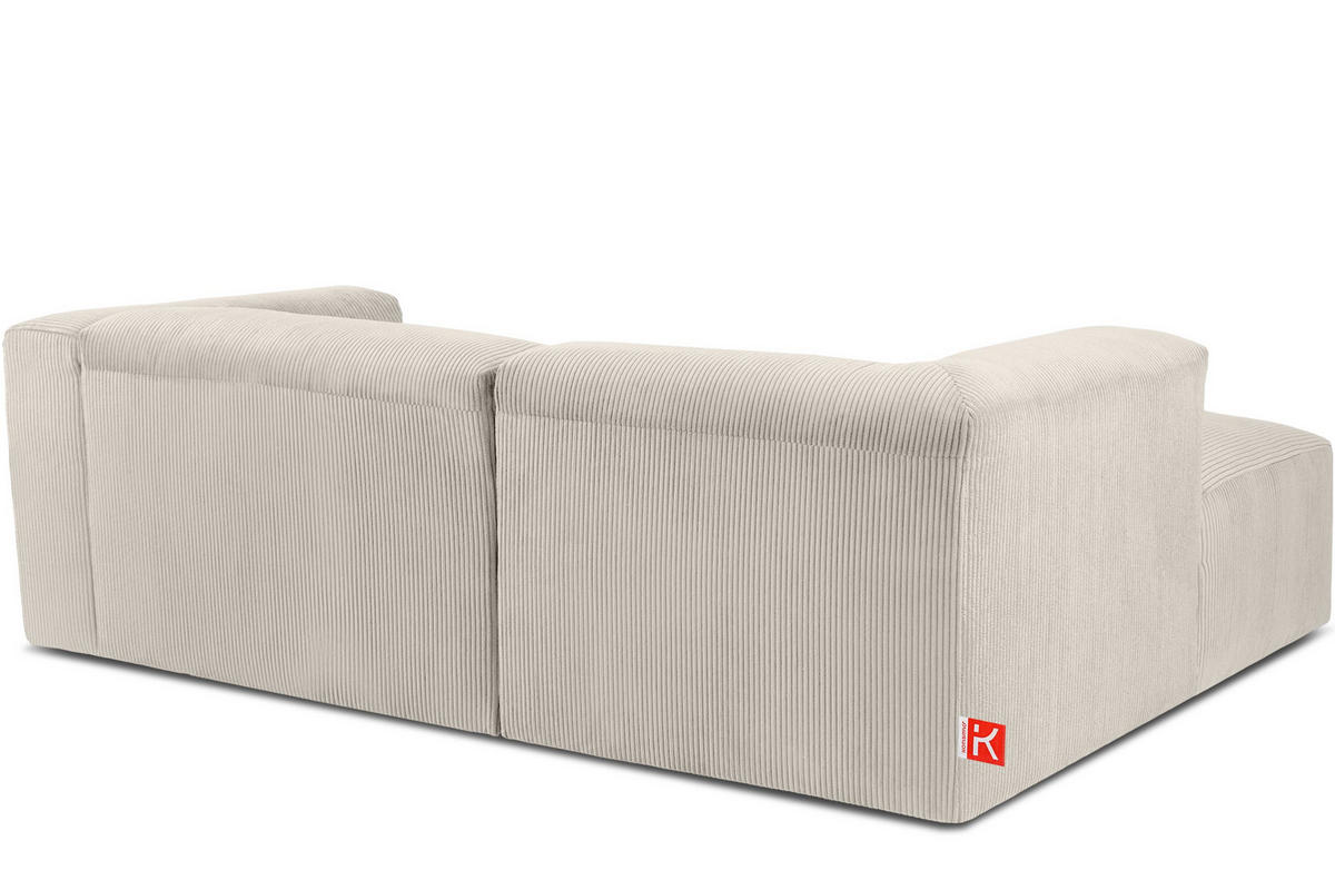 ECKMODULSOFA-LINKS BUFFO 3/4 Sitzer mit extrem weicher Sitzfläche, Kordstoff, cremefarben - Creme, Textil (237/180cm) - KONSIMO®