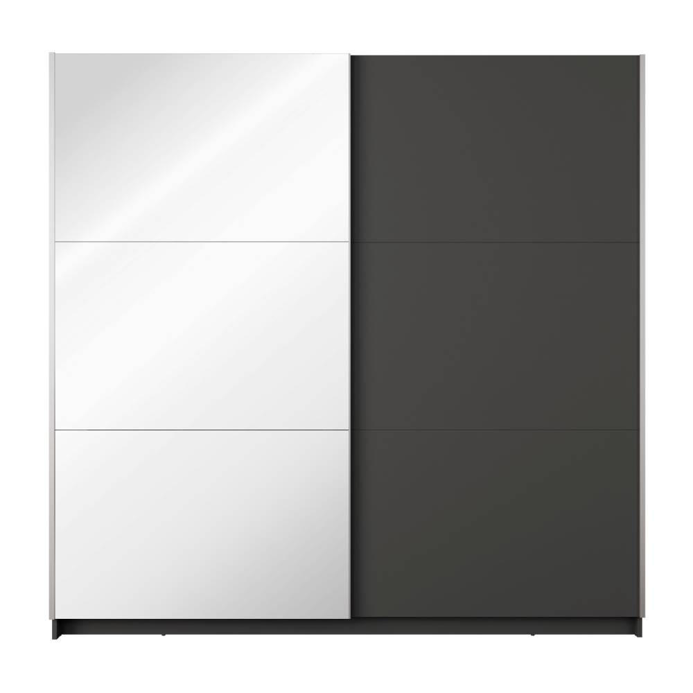SCHIEBETÜRENSCHRANK ARSALA 11 - 206/207/55.3 cm mit Spiegel Grau Graphite - Silberfarben/Grau, Holz/Holzwerkstoff (200.6/207/55.3cm)