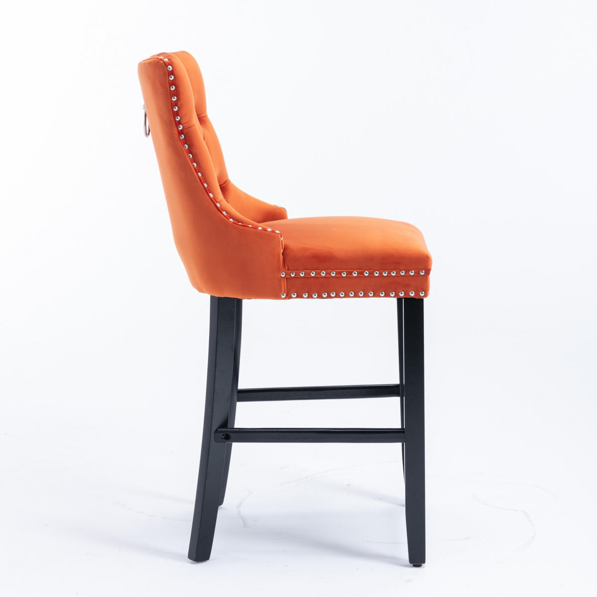 BARHOCKER mit hoher Rückenlehne Samt Orange 2er-Set - Orange, Holz (50/103/60cm) - Meubliv
