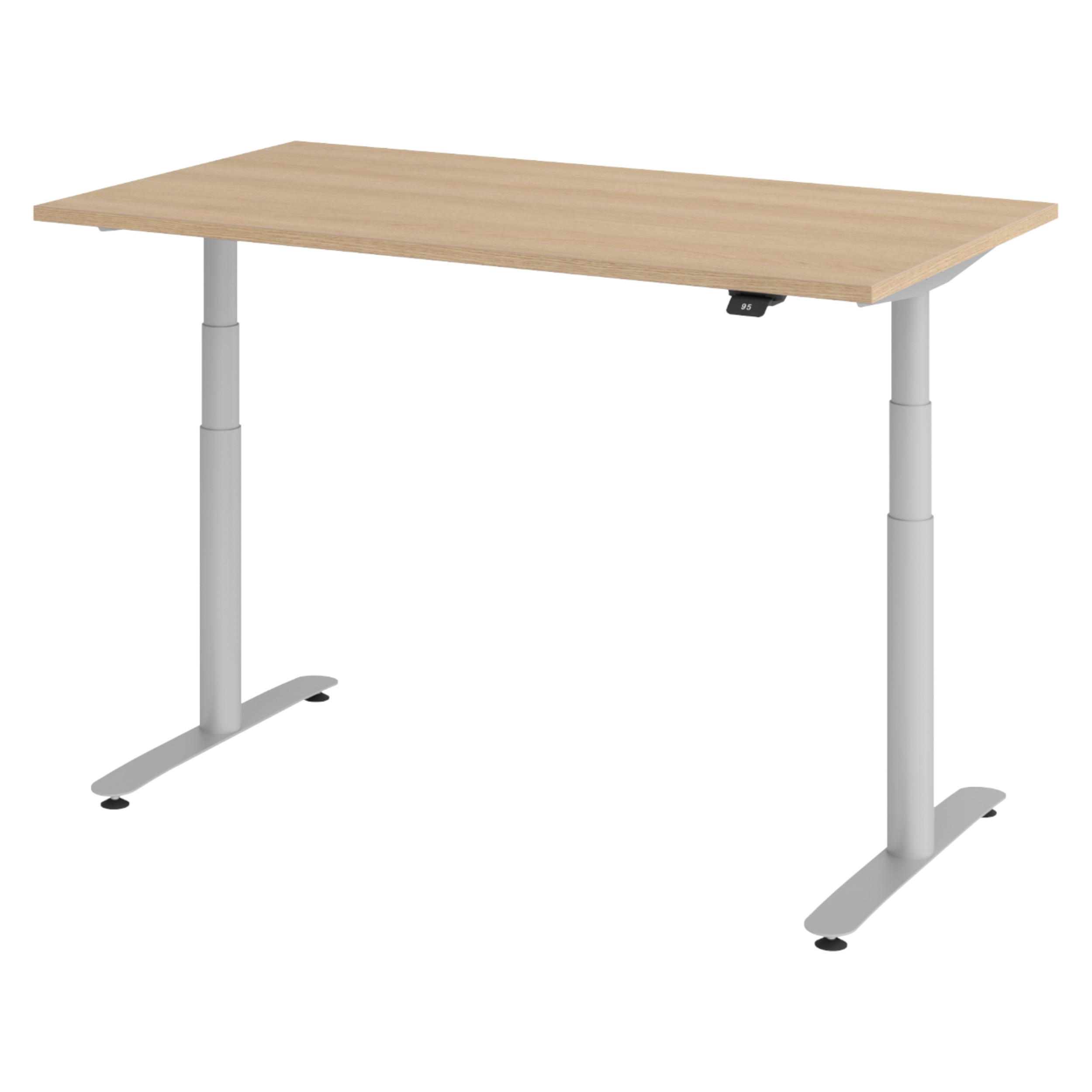 SCHREIBTISCH elektrisch Bluetooth & App XDLR 80/140/72 cm in Eichefarben/Silberfarben - Eichefarben/Silberfarben, Holzwerkstoff (80/140/72cm) - bümö