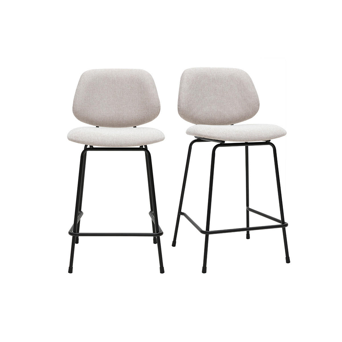 BARHOCKER aus Stoff in Samtoptik beige und Metall H66.5 cm BARNET (2er-Set) - Beige, Textil (52/94.5/46cm) - Miliboo