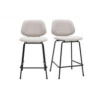 BARHOCKER aus Stoff in Samtoptik beige und Metall H66.5 cm BARNET (2er-Set) - Beige, Textil (52/94.5/46cm) - Miliboo