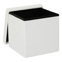 BOUCLÉ-POUF Modul 31/31/31 cm - Weiß, Holzwerkstoff (31/31/31cm) - 5five Simply Smart