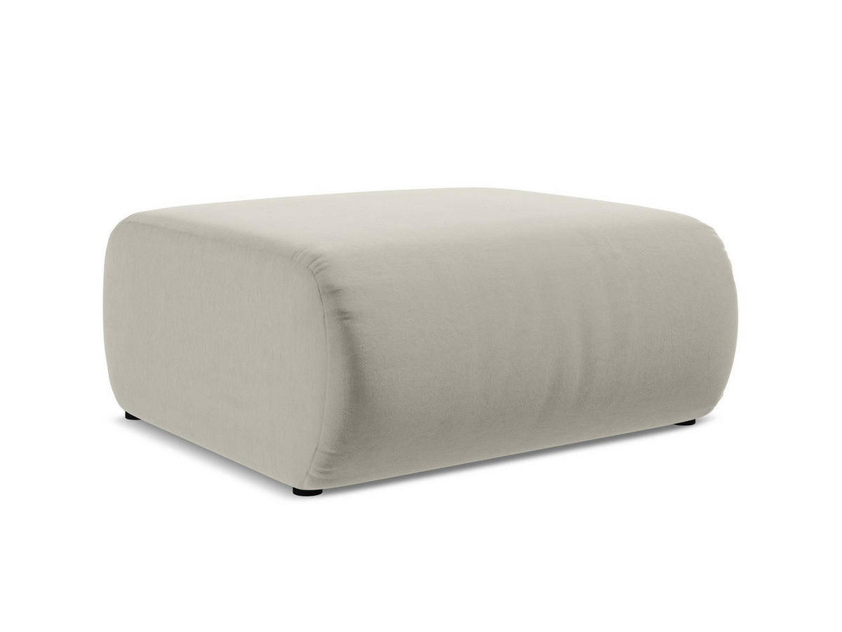 POUF Samt Stoff Creme - Perlmutt/Creme, Kunststoff/Textil (94/40/89cm) - Makamii