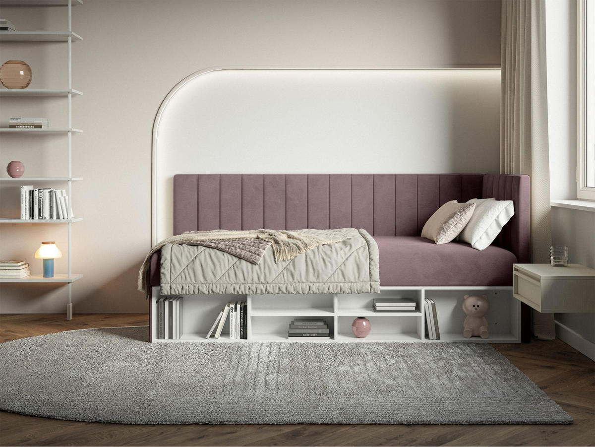 JUGENDBETT Ventrio Violett Easy-Clean-Samtbezug 90x200 cm - Lila, Holz/Textil (90/200cm) - Selsey