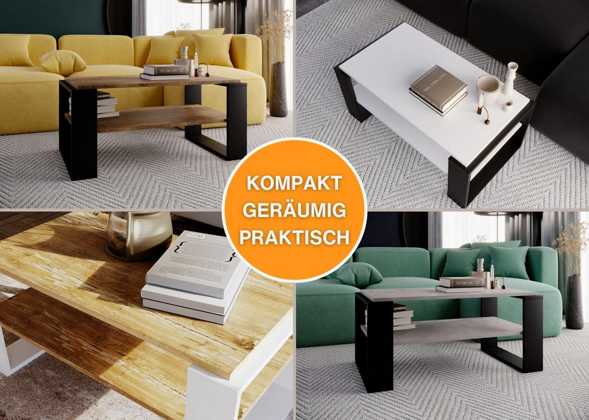 COUCHTISCH Holzwerkstoff rechteckig stabil Nussbaumfarben 42/54/96cm - Nussbaumfarben/Schwarz, Holzwerkstoff (53.8/96/42cm) - CraftPAK