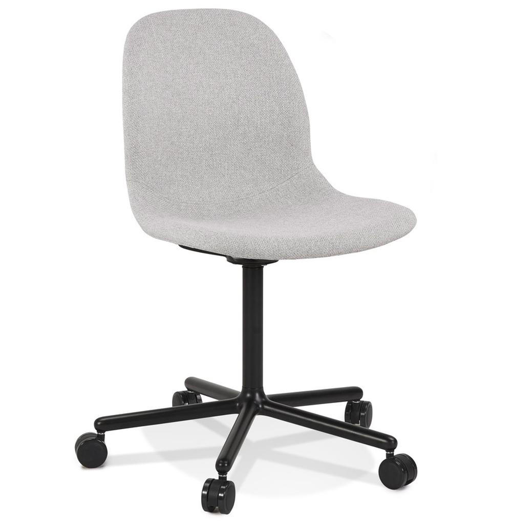 SCHREIBTISCHSTUHL Stoff drehbar mit Rollen und gepolstertem Sitz NORIXO, Grau 55x55x85 cm - Schwarz/Grau, Textil/Metall (55/85/55cm) - KADIMA DESIGN