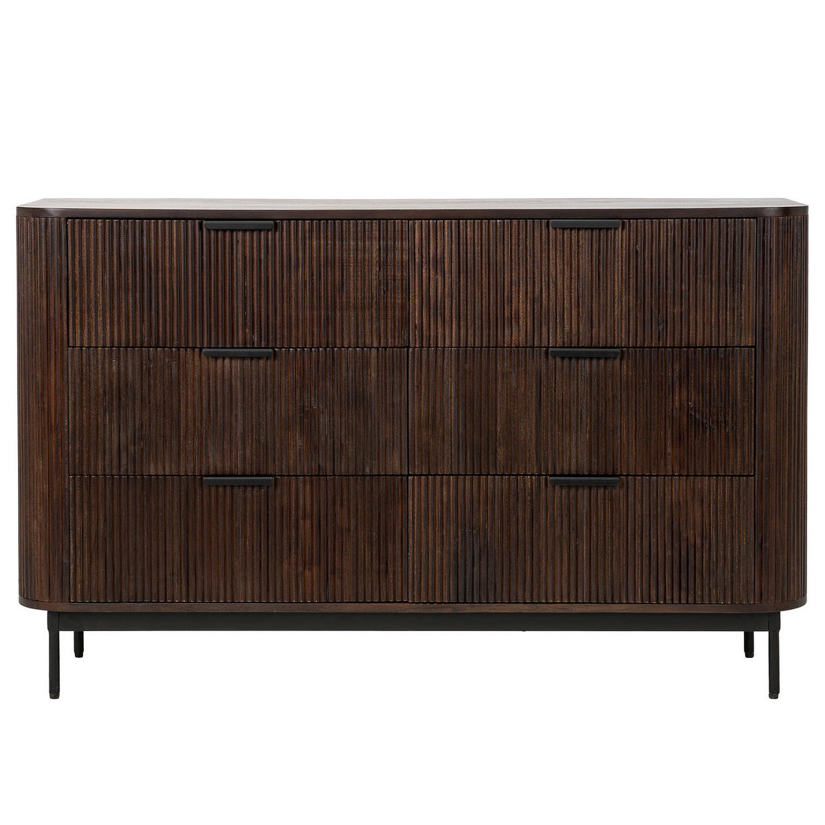 MASSIVES SIDEBOARD - Akazie Dunkel - Schwarz/Braun, Holz/Metall (140/85/40cm) - home24
