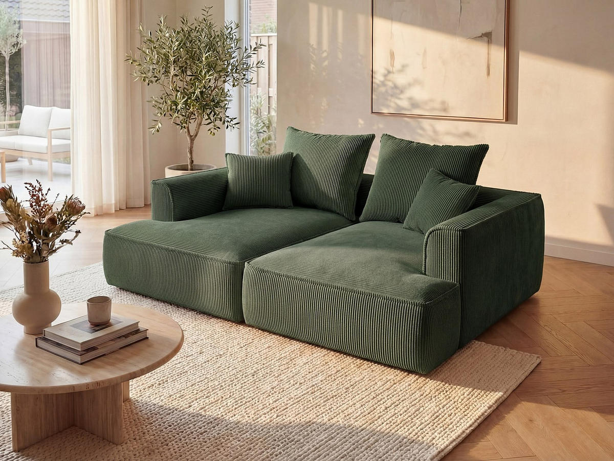 SOFA - 3 Personen - samt - grün Pineta - Waldgrün, Textil (230/67/180cm) - Vente-Unique