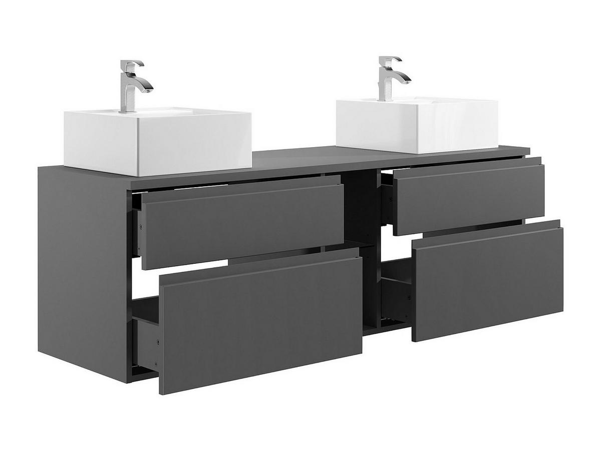 DOPPELWASCHTISCH - 150 cm x 50 cm - Holz, Platte - Grau - MAGDALENA - Grau, Holz (150/46/50cm) - Vente-Unique
