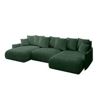 WOHNLANDSCHAFT mit Schlaffunktion und Bettkasten ONESK-U-v1 304x165x40 Grün Cord - Grün, Holzwerkstoff/Kunststoff (304/90/165cm) - ALTDECOR