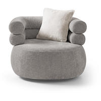 SESSEL Nano, Drehsessel mit runder Form, Hellgrau - Hellgrau, Textil (95/75/95cm) - Beautysofa