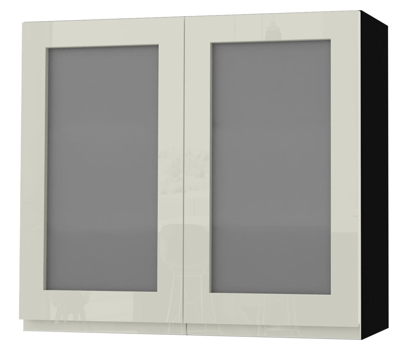 HÄNGESCHRANK Florence W3S/80 Schwarz / RAL 1013 perlweiß HG 80 / 32,5 / 72cm - Weiß Hochglanz/Schwarz, Holz/Holzwerkstoff (80/72/32.5cm) - Feldmann-Wohnen