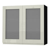 HÄNGESCHRANK Florence W3S/80 Schwarz / RAL 1013 perlweiß HG 80 / 32,5 / 72cm - Weiß Hochglanz/Schwarz, Holz/Holzwerkstoff (80/72/32.5cm) - Feldmann-Wohnen