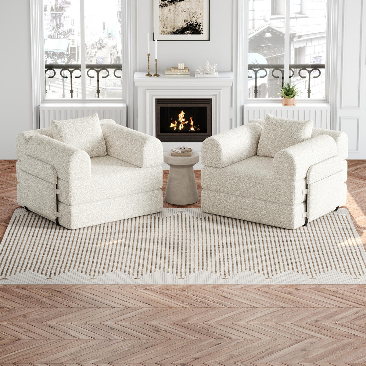 2-SITZER SOFA Chenille Beige mit Armlehnen-Ablagefach - Beige, Textil (183.8/69.8/91.4cm) - WISHDOR