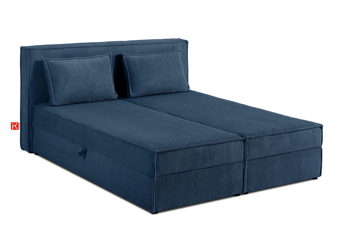 BOXSPRINGBETT ROTI mit Stauraum, marineblau - Schwarz/Dunkelblau, Holz/Holzwerkstoff (160/200cm) - KONSIMO®