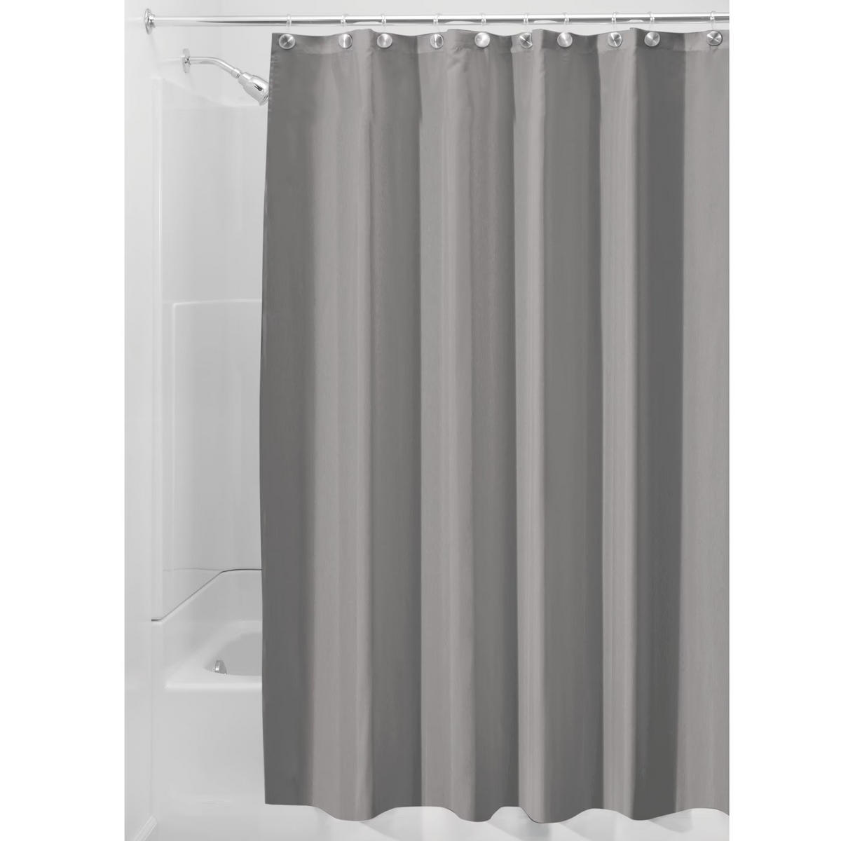 DUSCHVORHANG Grau schlicht schimmelresistent mit Haken - Grau, Kunststoff (180/180cm) - MCBOSON