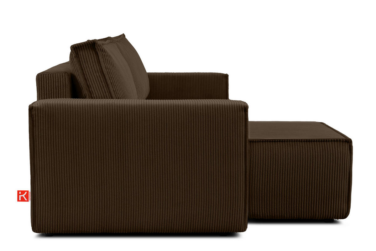 ECKSOFA-LINKS/RECHTS NAPI Schlaffunktion mit Cordbezug, choco - Dunkelbraun/Schwarz, Textil (262/148cm) - KONSIMO®