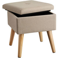 SITZHOCKER mit Stauraum Elva,32,5 x 32,5 x 36,5 cm,Sand - Sandfarben, Holz (32.5/36.5/32.5cm) - tectake