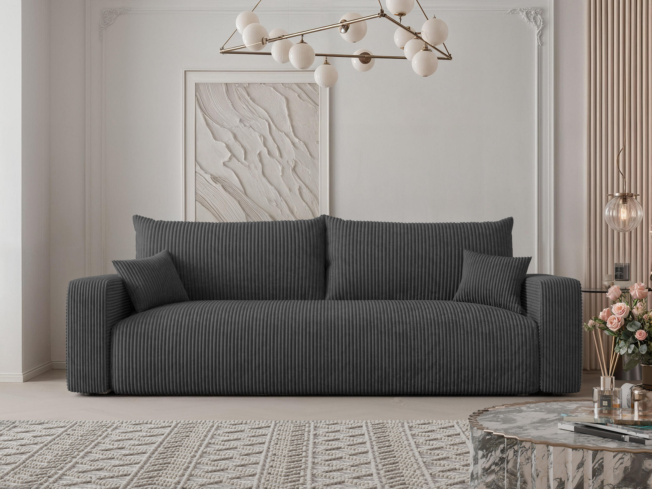 Thumbnail - Idohome Sofa, Anthrazit, Holzwerkstoff, 246x79x93 cm, Wohnzimmer, Sofas & Couches, Schlafsofas