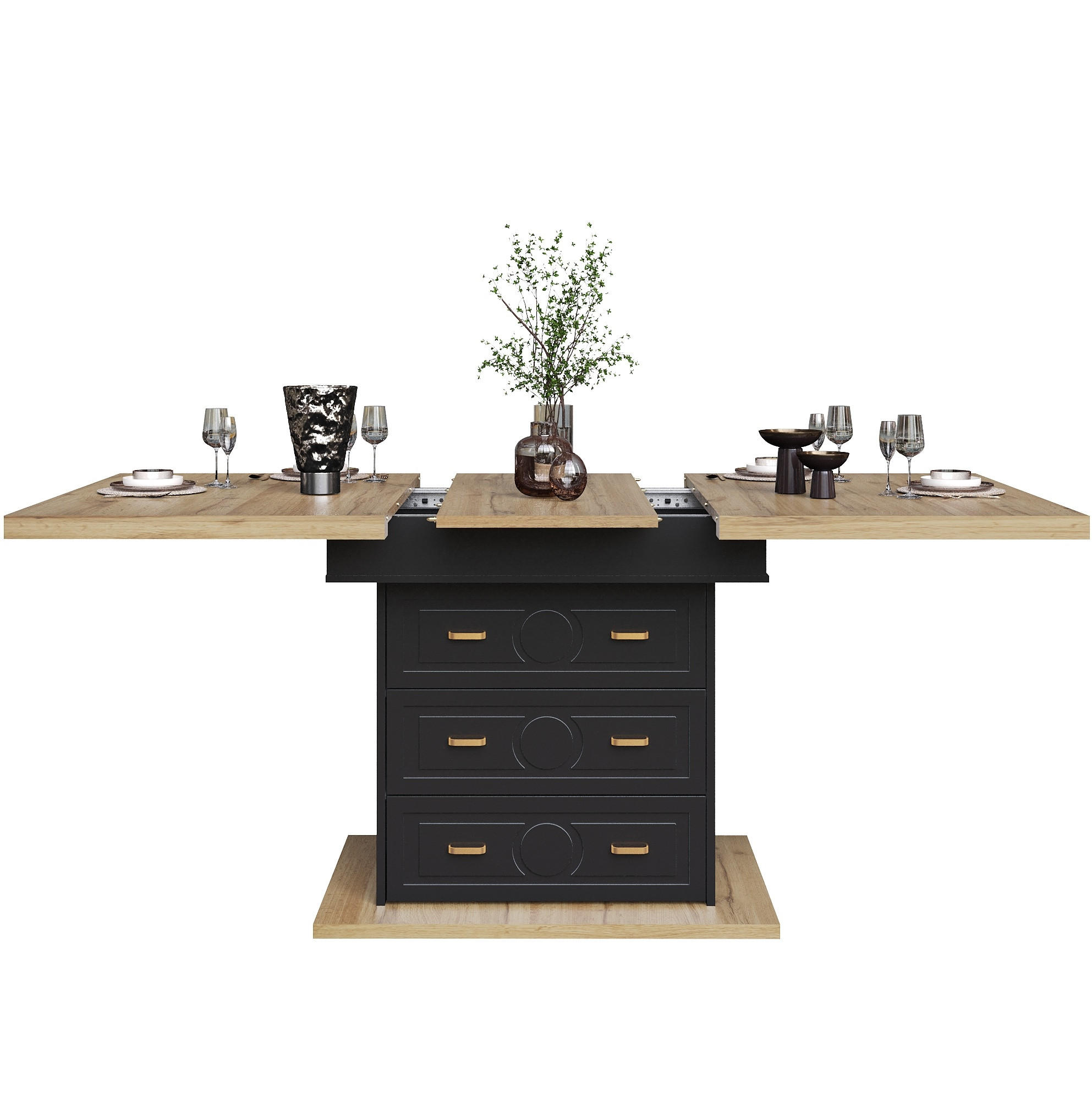 ESSTISCH 110/140/80/75 cm in Natur mit Ausziehfunktion und Stauraum - Naturfarben, Holzwerkstoff (110/80/75cm) - Flora Grace