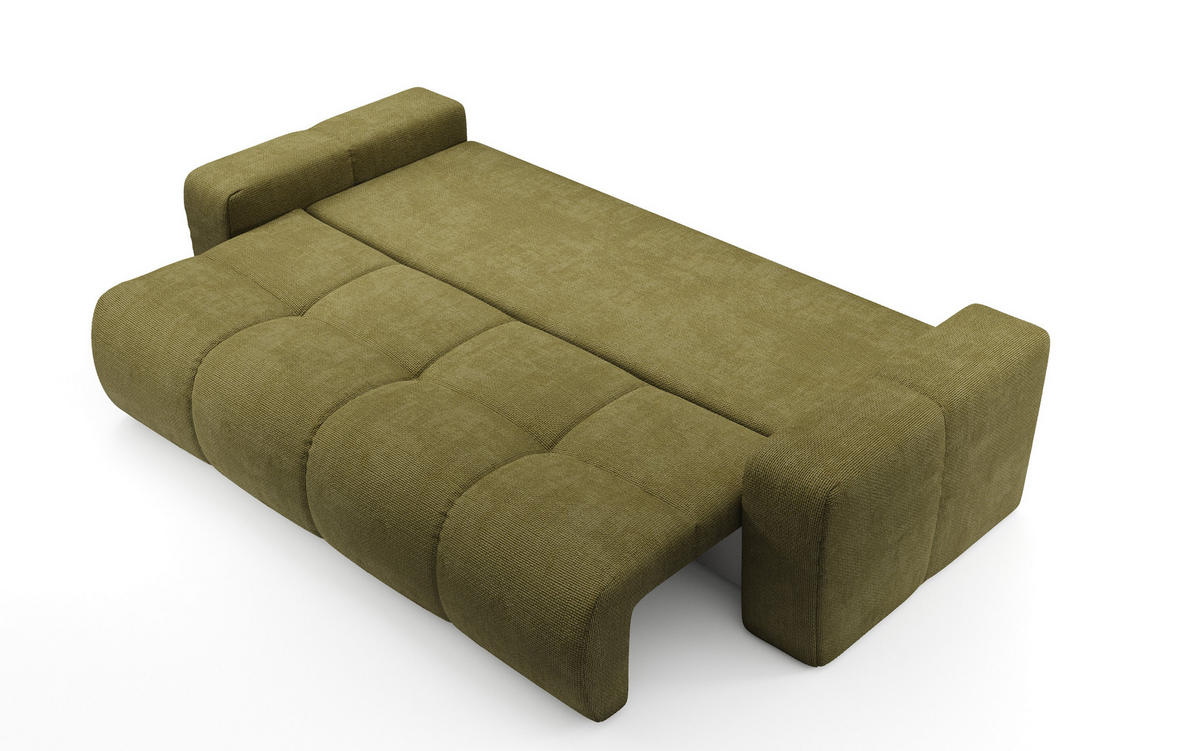 BETTSOFA DUCA Grün Jersey- Stoff mit Schlaffunktion - Grün, Holz (259/90/99cm) - MASSENO