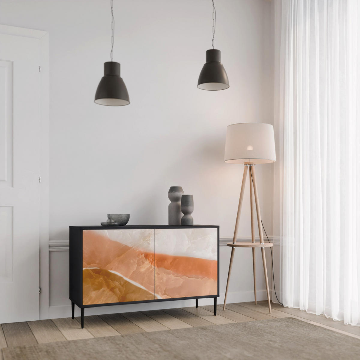 SIDEBOARD SANDHILLS SPLENDOUR, Eicheneffekt, 111x42x77,5 cm, 2 Türen - Eichefarben/Buchefarben, Holzwerkstoff/Buchenholz (111/77.5/42cm) - SpaceRebels