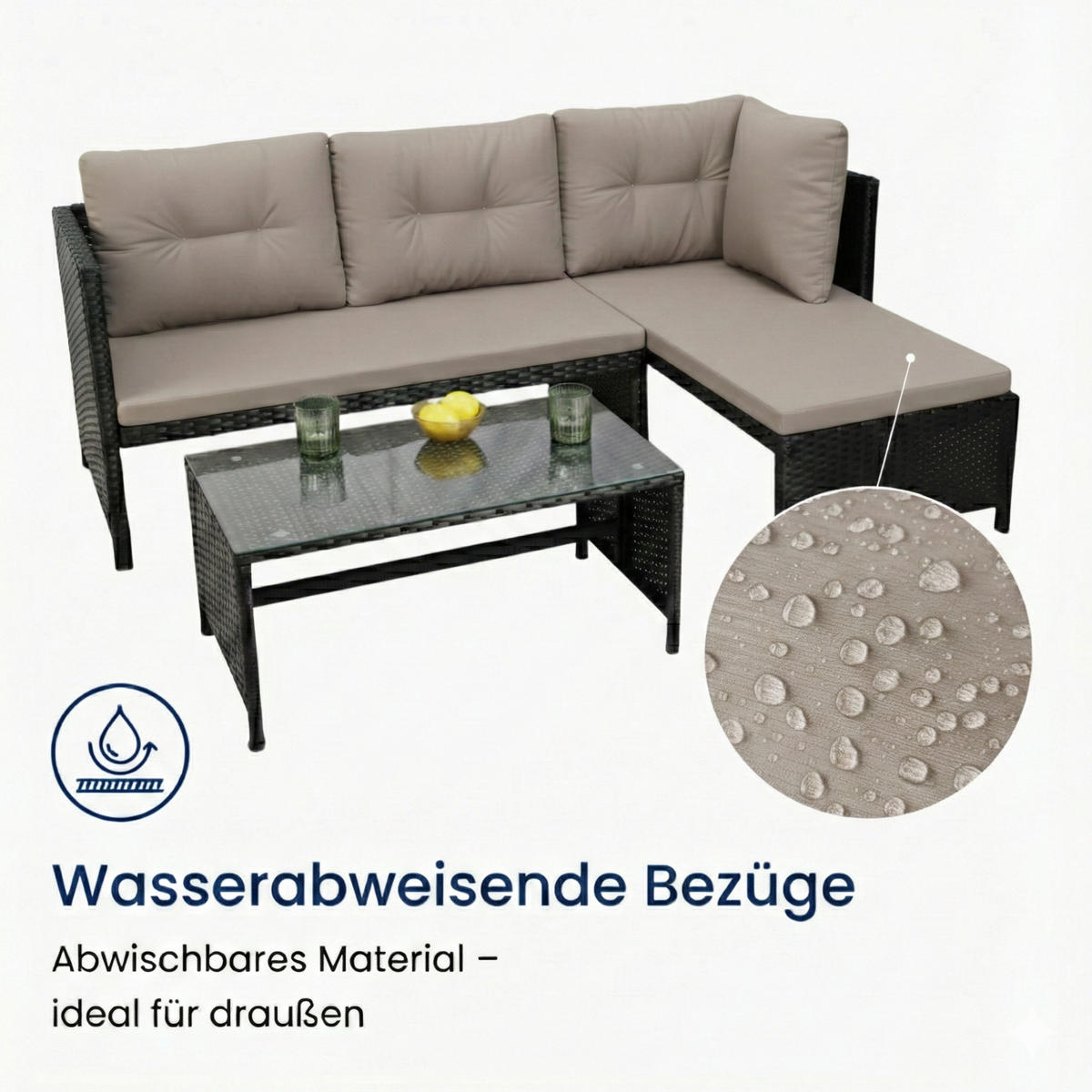 LOUNGEGARNITUR Dunkelbeige - Beige, Naturmaterialien - Home Collective