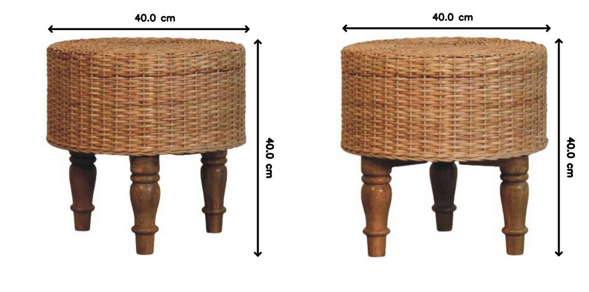 HOCKER Regency Rund Geflochten, Braun - Hellbraun, Holz (40/40/40cm) - Artisan Furniture