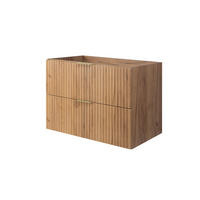 WASCHBECKUNTERSCHRANK, Eiche Craft, 80 x 57 x 46 cm, Griff Gold, ohne Arbeitsplatte - Eichefarben/Goldfarben, Holzwerkstoff (80/57/46cm) - 3XE LIVING