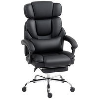 BÜROSTUHL mit verstellbarer Rückenlehne aus Stahl Schwarz - Schwarz, Leder/Metall (69/126/72cm) - HOMCOM