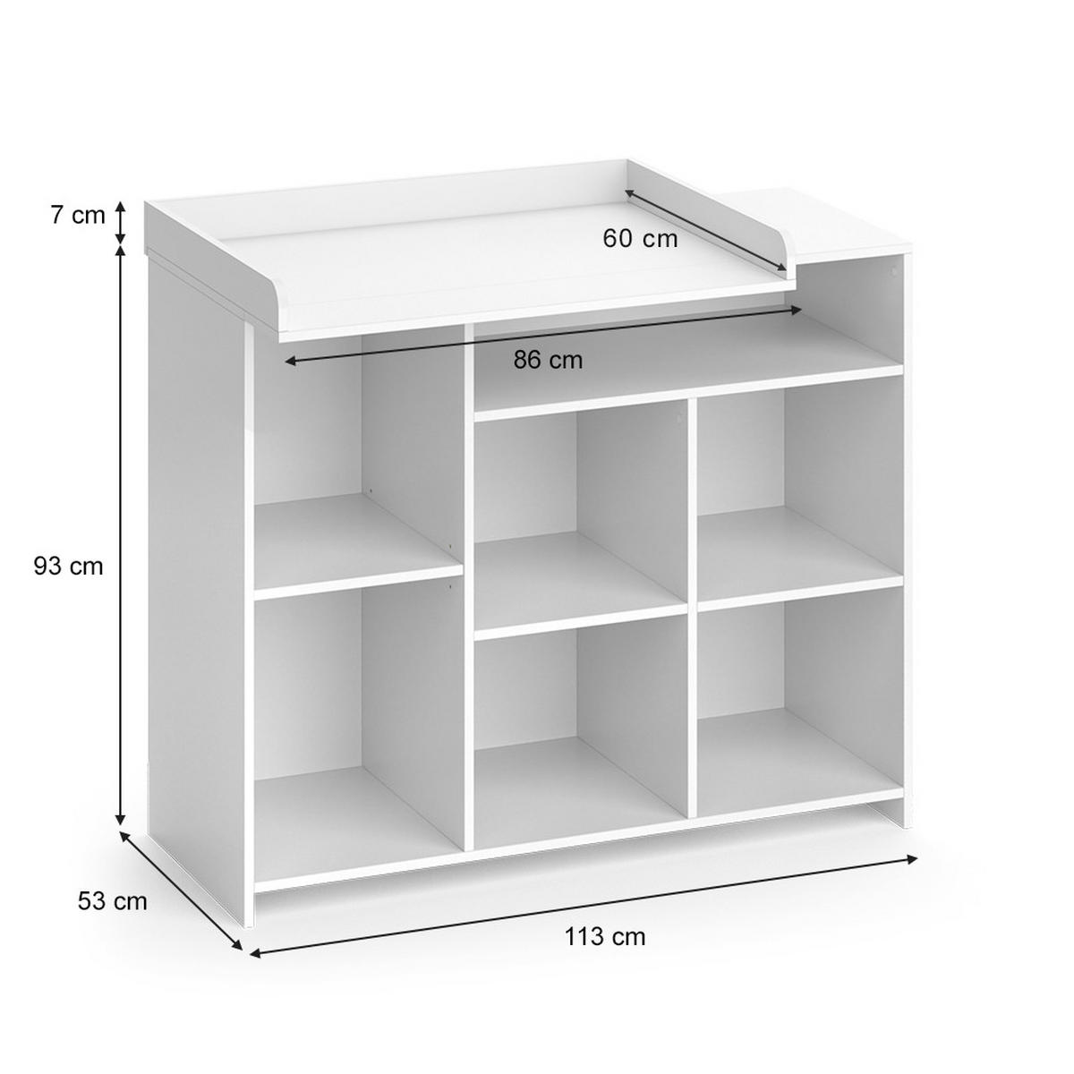 KOMODOVÝ PŘEBALOVACÍ STŮL Oskar Bílá - bílá, kompozitní dřevo (113/100/53cm) - Vicco