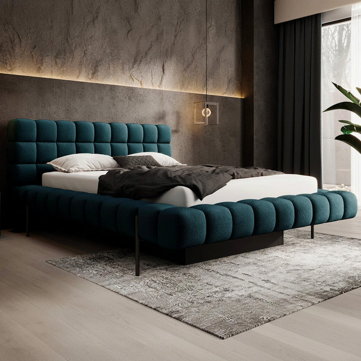 BOXBETT 160/200 Ezio Blau - Blau, Holz (160/200cm) - Petits-meubles