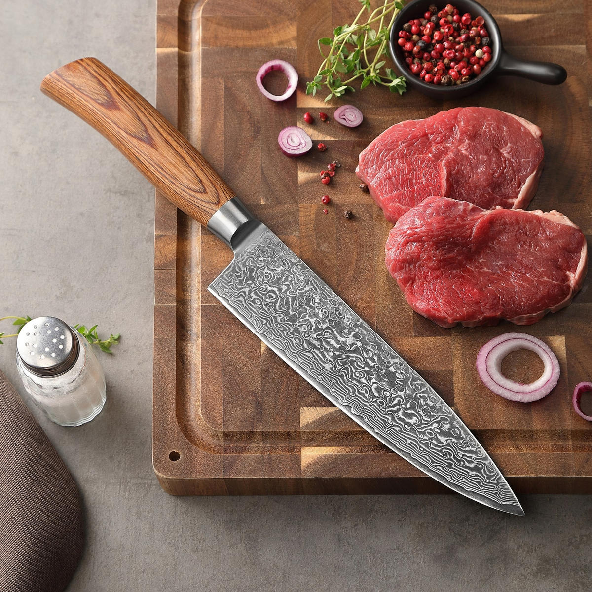 CHEFMESSER 20 cm - Braun, Holz/Metall (34cm) - Wakoli