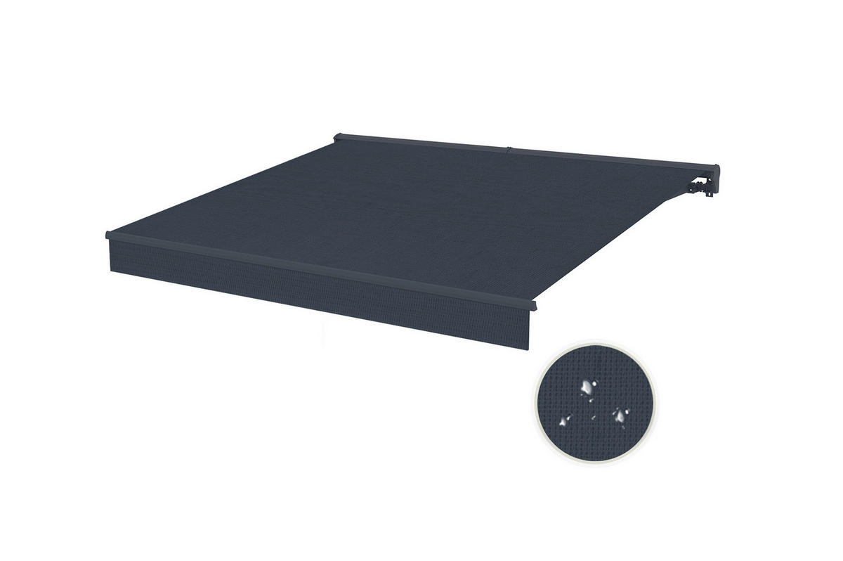 HALBKASSETTENMARKISE Fazzio Graue 3m x 2,5m motorisierte - Premium-Leinwand 320g/m² - Grau, Metall (300/270/250cm) - Cazeboo