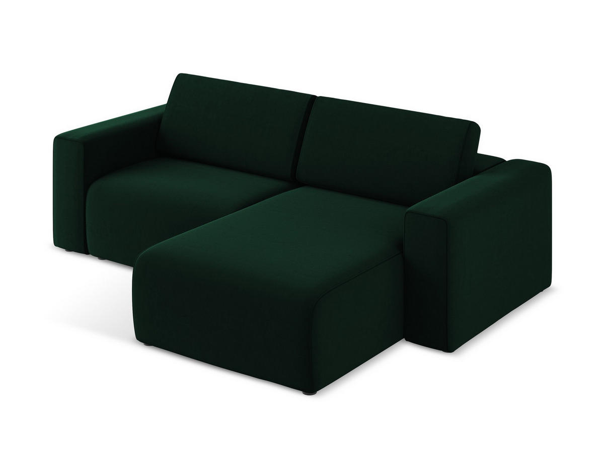 ECKSOFA Rechts Samt Stoff Grün - Blau/Dunkelgrün, Kunststoff/Textil (224/167cm) - Makamii