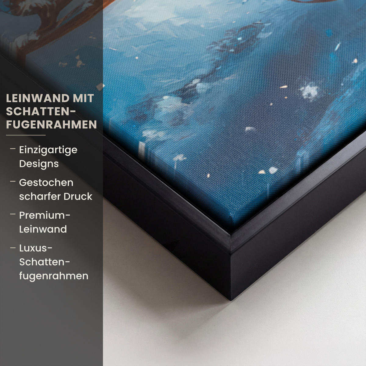 LEINWAND Bilder mit Rahmen - Weihnachtsmann - Rentier - Weihnachten - Schnee - 100x70 - Cognac, Textil (100/70cm) - MuchoWow